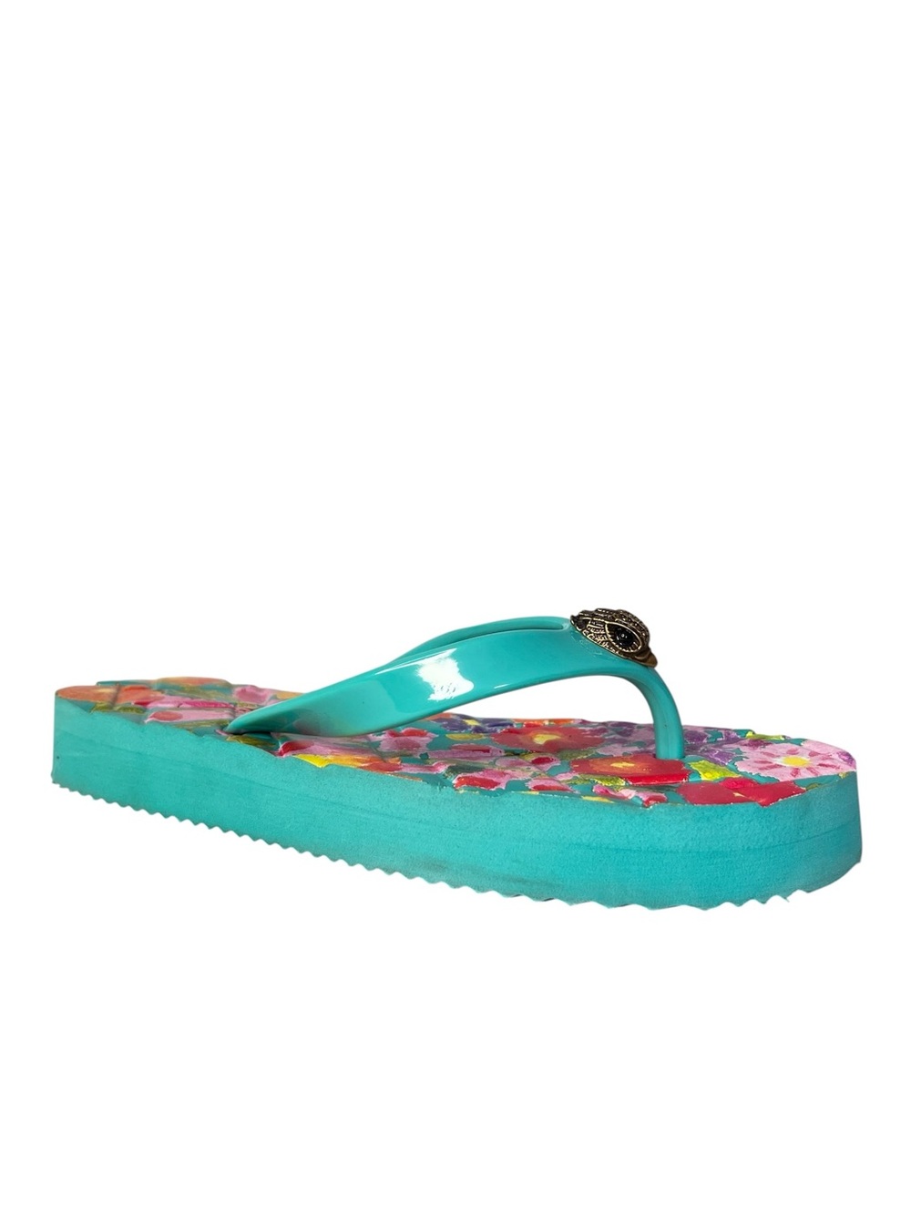Kurt Geiger London Kensington Eagle Head Quilted Floral Flip-Flop Sz 6